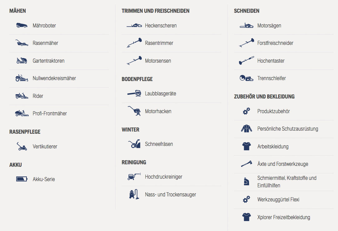 Husqvarna Haendler Produkte Garten Forst Technik Service Wartung Reparatur